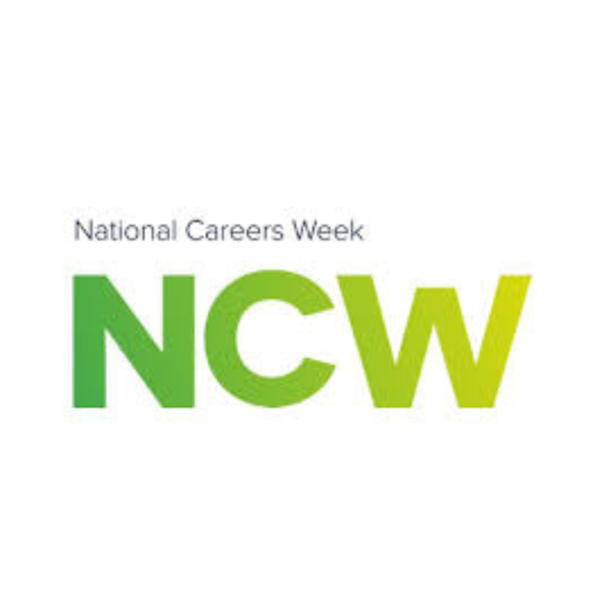 National Careers Week (NCW) logo with green and yellow gradient text.