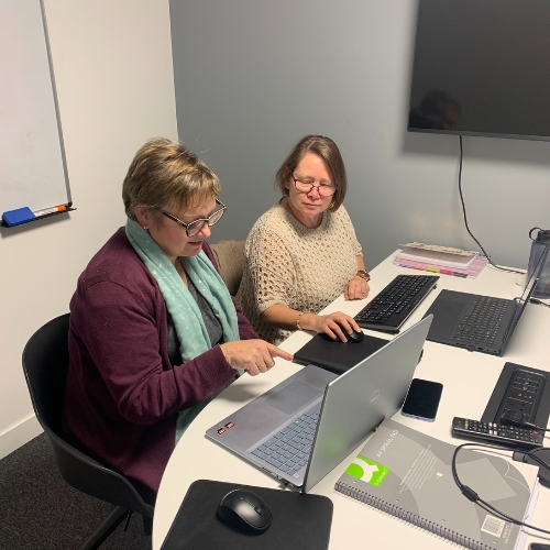 Allison Giles and Sharon Hart Careers Hub strategy meeting