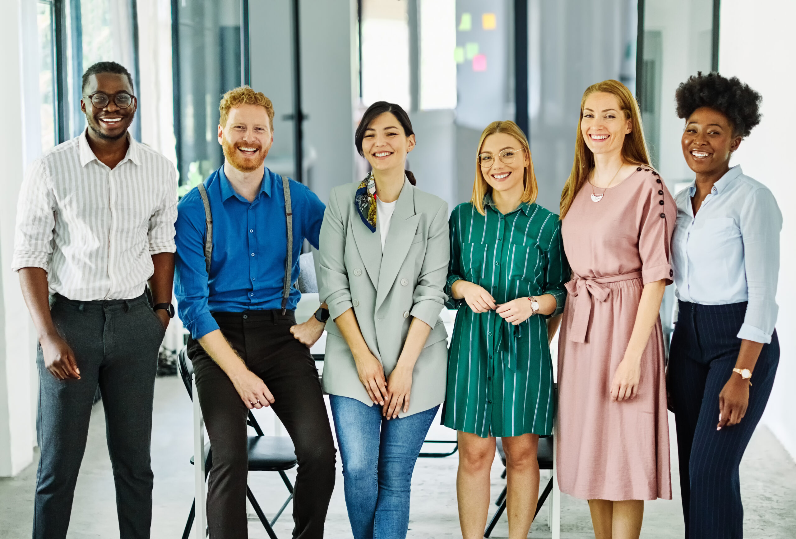 Young business people meeting in an office for team building