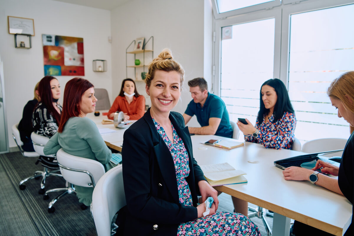 diverse business and careers team discussing projects in a modern office