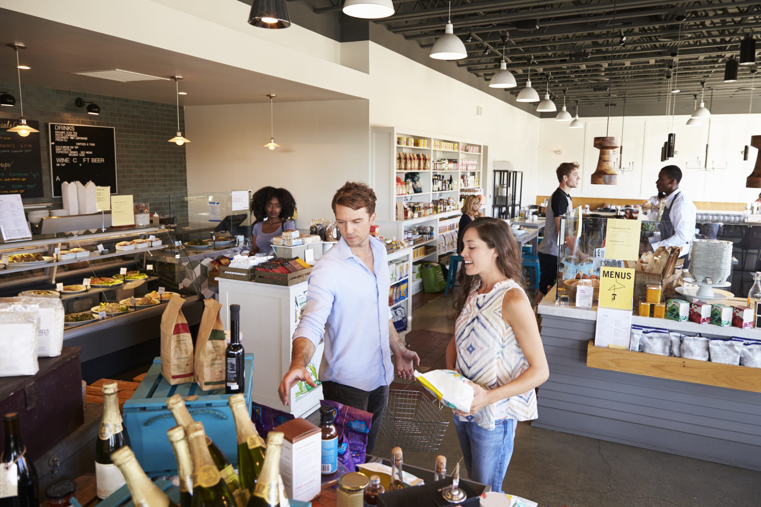 interior of busy deli with customers
