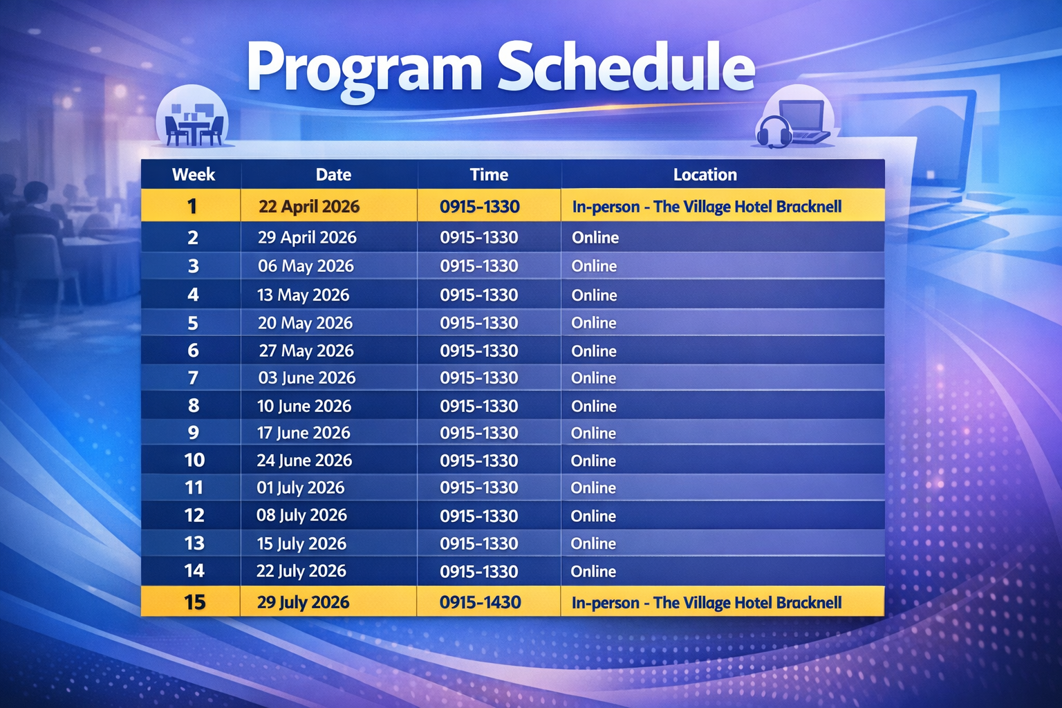 AI Essentials for Business April 2026 program schedule