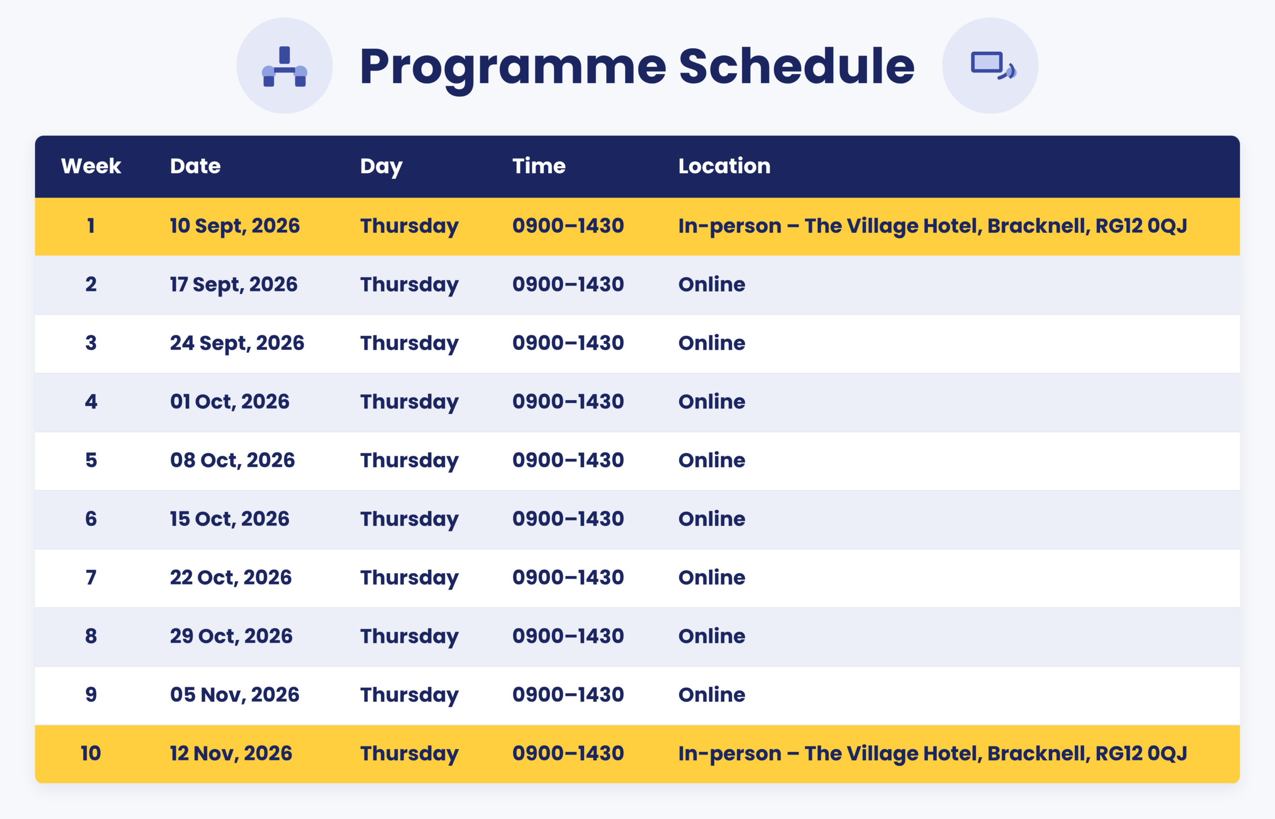 Entrepreneurship September dates 2026